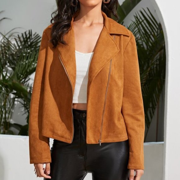 Boho Western Zip Up Fringe Trim Jacket camel - Picture 5 of 6